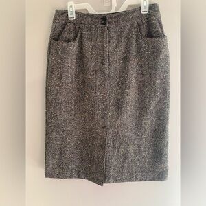 Women’s Talbots Grey Confetti Wool Blend Pockets Professional MIDI Skirt 10